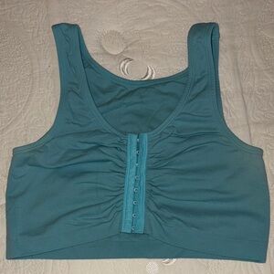 Teal Front-Closure Sports Bra
